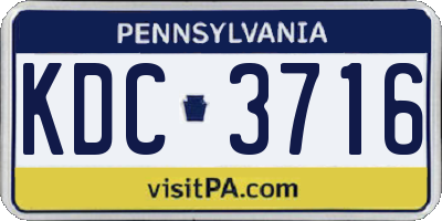 PA license plate KDC3716