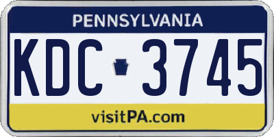 PA license plate KDC3745