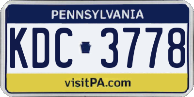 PA license plate KDC3778