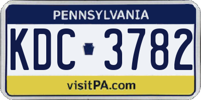 PA license plate KDC3782