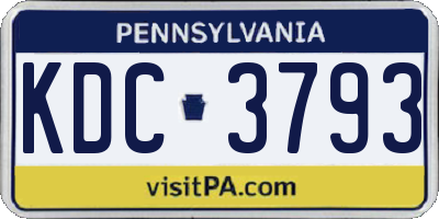 PA license plate KDC3793