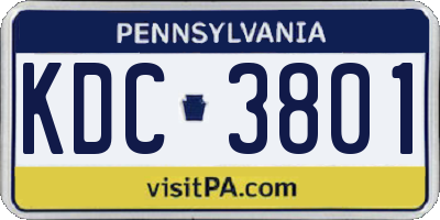 PA license plate KDC3801
