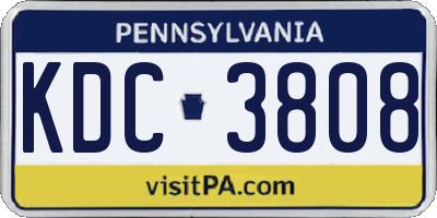PA license plate KDC3808