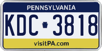 PA license plate KDC3818