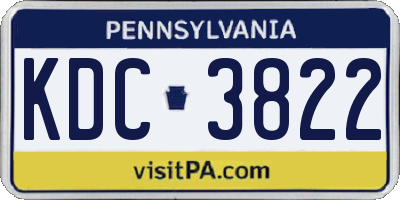 PA license plate KDC3822