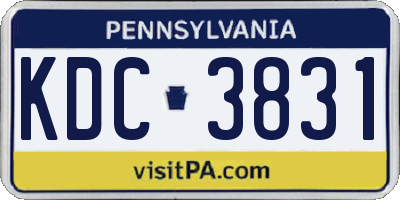 PA license plate KDC3831