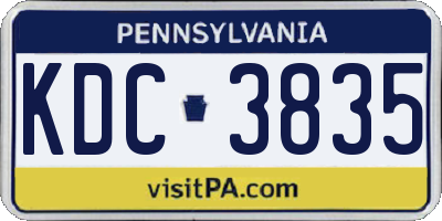 PA license plate KDC3835