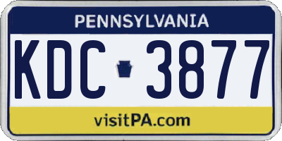 PA license plate KDC3877