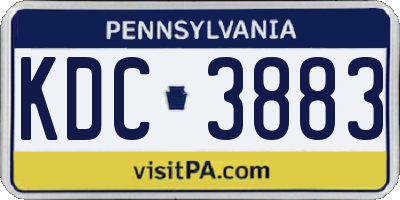 PA license plate KDC3883