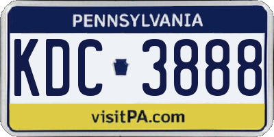 PA license plate KDC3888