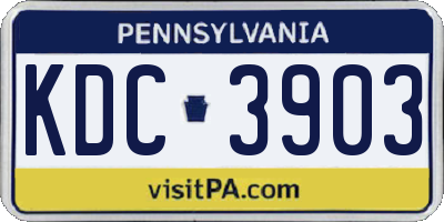 PA license plate KDC3903