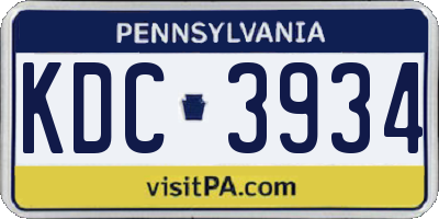 PA license plate KDC3934