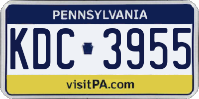 PA license plate KDC3955