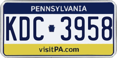 PA license plate KDC3958