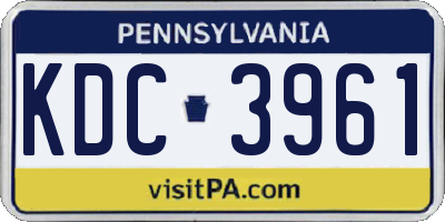 PA license plate KDC3961