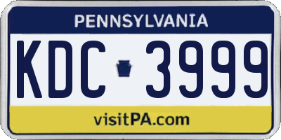 PA license plate KDC3999