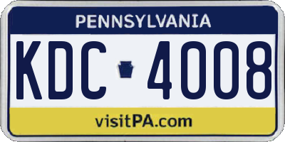PA license plate KDC4008