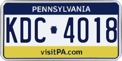 PA license plate KDC4018