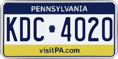 PA license plate KDC4020