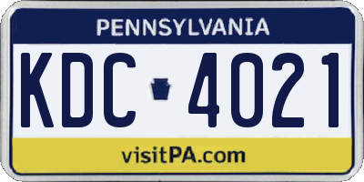 PA license plate KDC4021