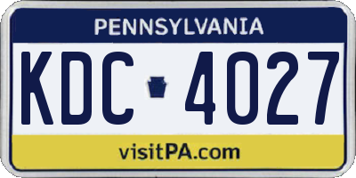 PA license plate KDC4027