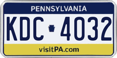 PA license plate KDC4032
