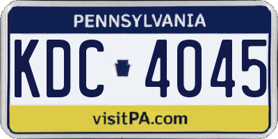 PA license plate KDC4045