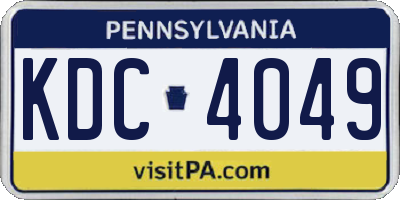 PA license plate KDC4049