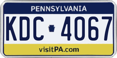 PA license plate KDC4067