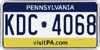 PA license plate KDC4068