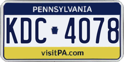PA license plate KDC4078