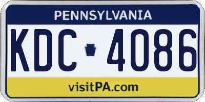 PA license plate KDC4086
