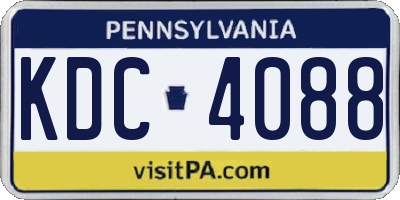 PA license plate KDC4088