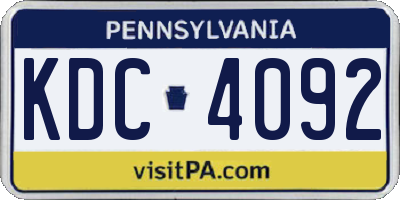 PA license plate KDC4092