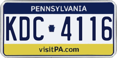 PA license plate KDC4116