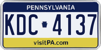 PA license plate KDC4137