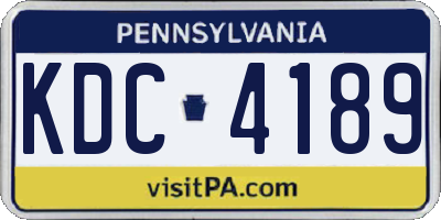 PA license plate KDC4189