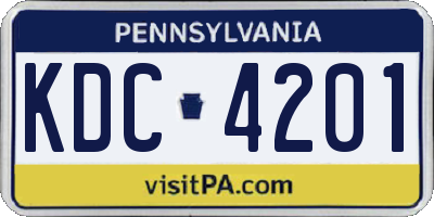 PA license plate KDC4201