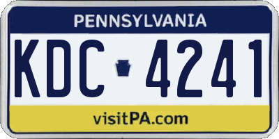 PA license plate KDC4241
