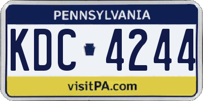 PA license plate KDC4244