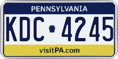 PA license plate KDC4245