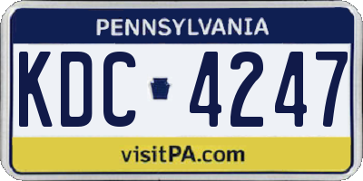 PA license plate KDC4247