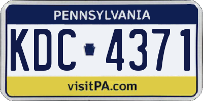PA license plate KDC4371
