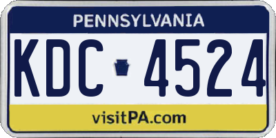 PA license plate KDC4524
