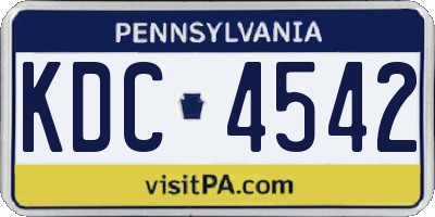 PA license plate KDC4542
