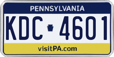 PA license plate KDC4601