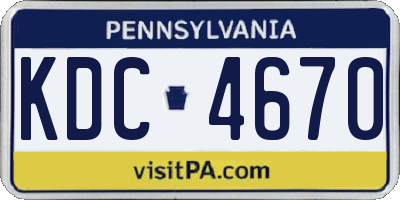 PA license plate KDC4670
