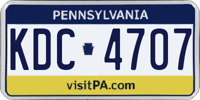 PA license plate KDC4707