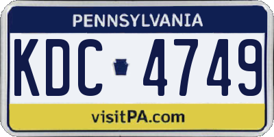 PA license plate KDC4749