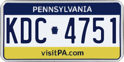 PA license plate KDC4751